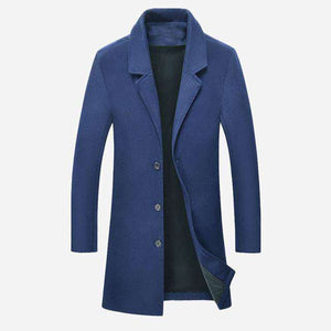 New Men's Long Wool Trench Coat