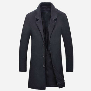 New Men's Long Wool Trench Coat