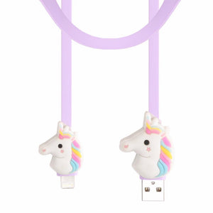 Niedliche Regenbogen Einhorn Mini USB Kabel 1 Meter Micro Usb Verlängerungskabel Gummi Datenleitung Violette Farbe Für Iphone Smart telefon