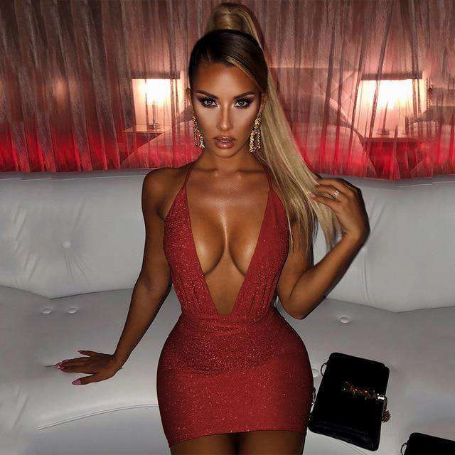 Sexy Backless Glitter Dress