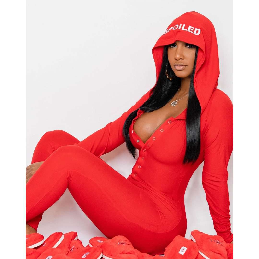 Solid Deep V-neck Skinny Jumpsuit